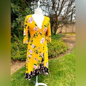 COTTON ON 🌻 Floral Wrap Dress in Yellow and Black